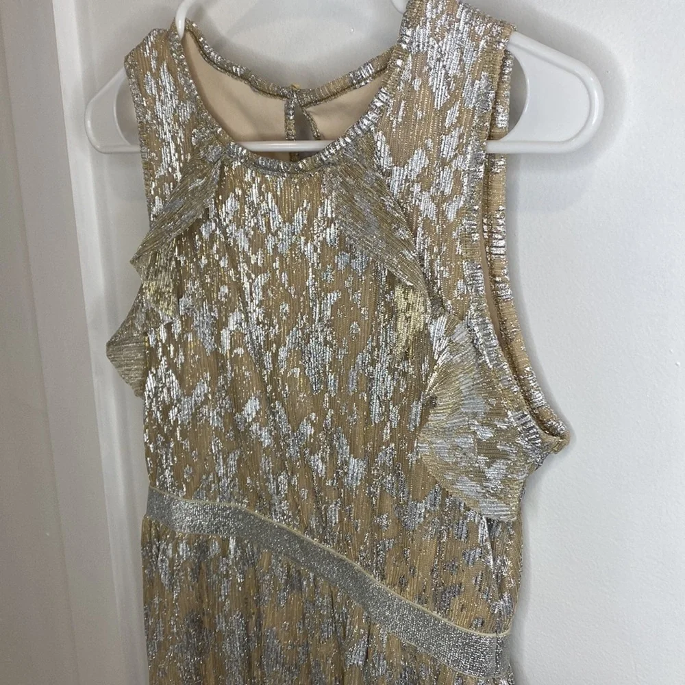 WONDER NATION tan & silver sleeveless dress